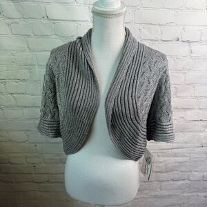 NYGARD Collection Lurex Silver Shrug Cardigan Medium NWT